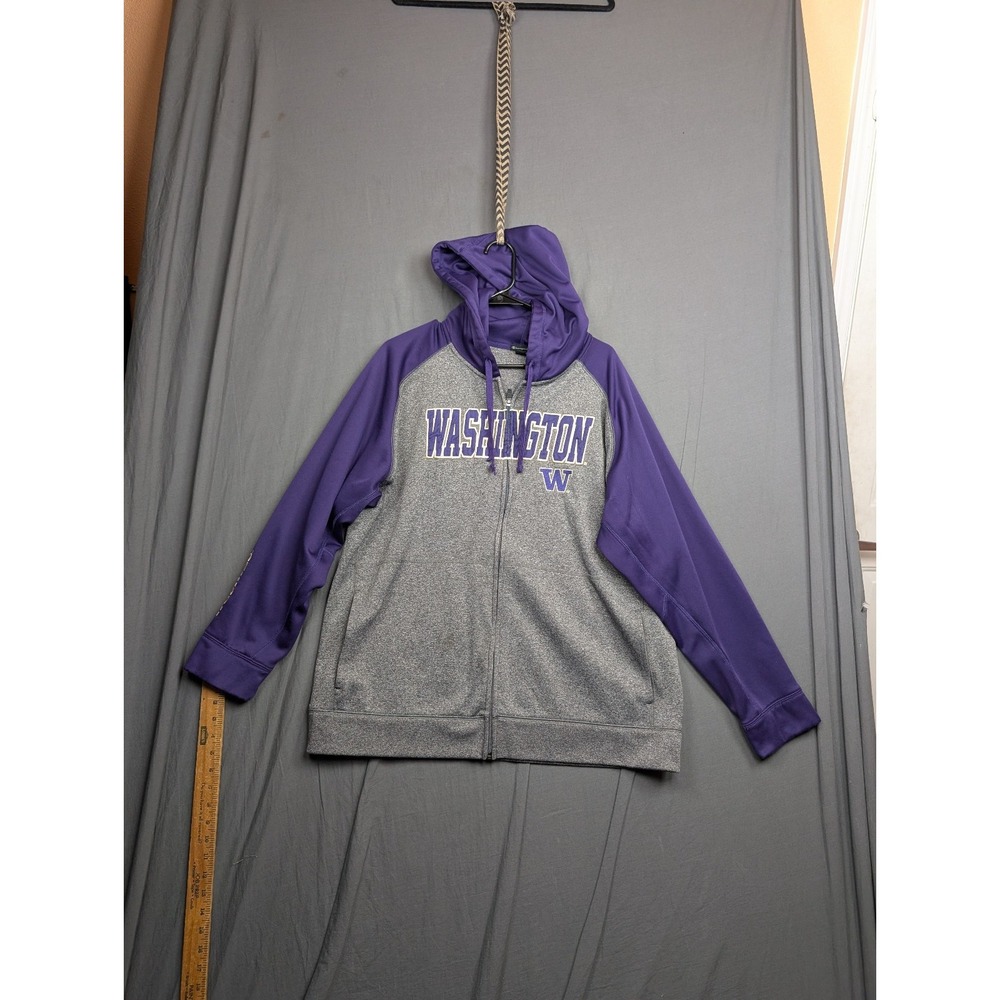 Champion Washington Huskies Logo Gray Hoodie Zip Up Sweatshirt Size XL
